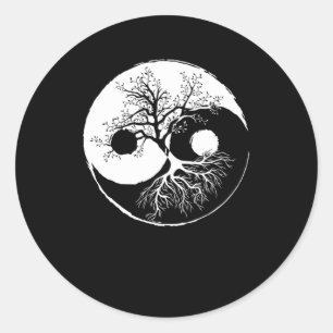 Sticker Rond Arbre Yin Yang Bonsai China Harmony Méditation cad