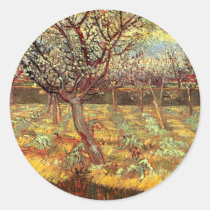 Sticker Rond Arbres abricot en fleurs par Vincent van Gogh