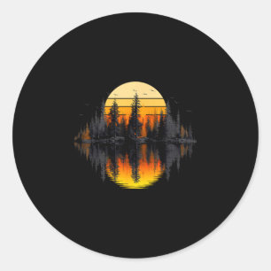 Sticker Rond Arbres de nature rétro réflexion forêt de coucher