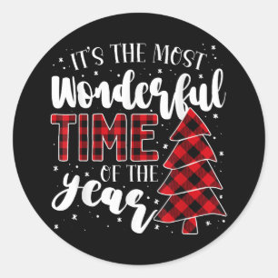 Sticker Rond Arbres de Noël C'est le moment le plus merveilleux