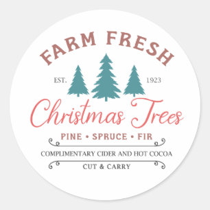 Sticker Rond Arbres de Noël frais de ferme