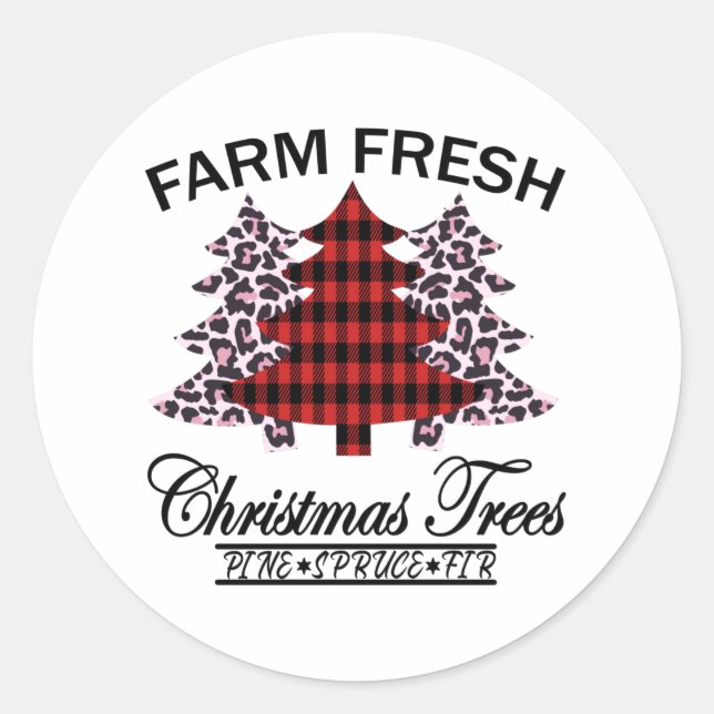 Sticker Rond Arbres de Noël frais de ferme (Devant)