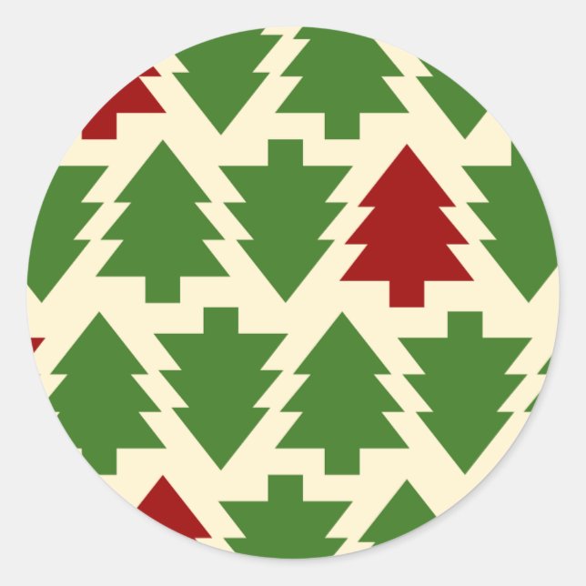 Sticker Rond Arbres de Noël Motif de vacances (Devant)