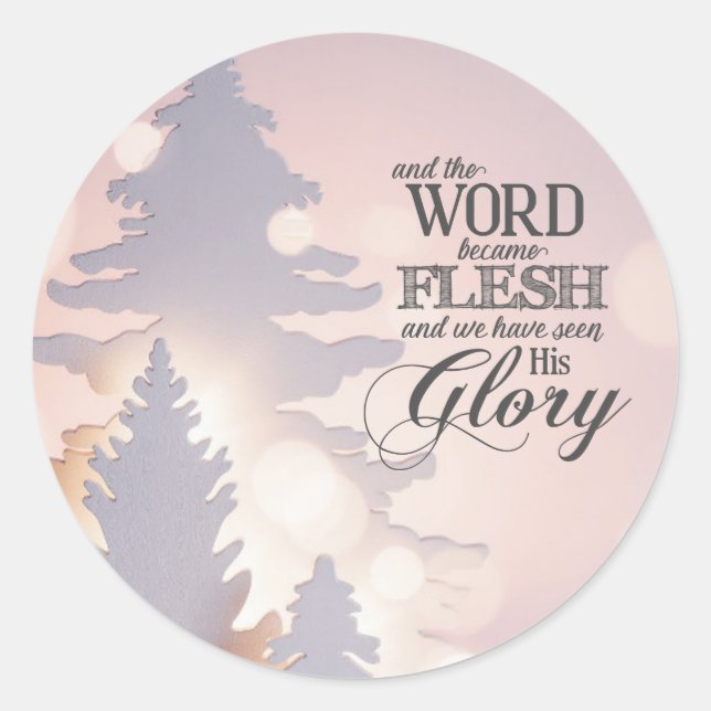 Sticker Rond Arbres de Noël simples Bible chrétienne Verse (Devant)