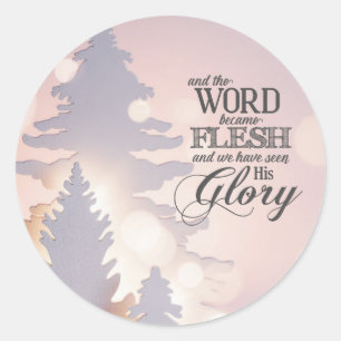 Sticker Rond Arbres de Noël simples Bible chrétienne Verse