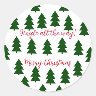Sticker Rond Arbres de Noël verts Joyeux Noël