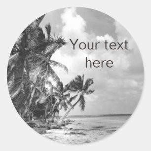 Sticker Rond Arbres de palmes vintages Texte personnalisé
