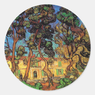Sticker Rond Arbres de Van Gogh dans le jardin de l'hôpital Sai