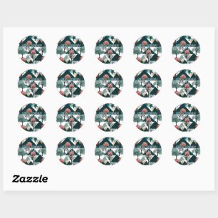 Sticker Rond Arbres et formes minimalistes rétro personnalisés