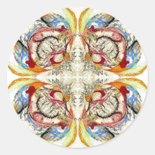 Sticker Rond Arbres et oiseaux imaginaire