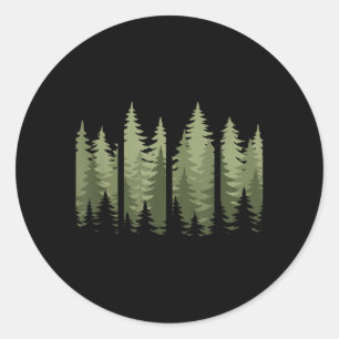 Sticker Rond Arbres fauniques forestiers de la nature rétro