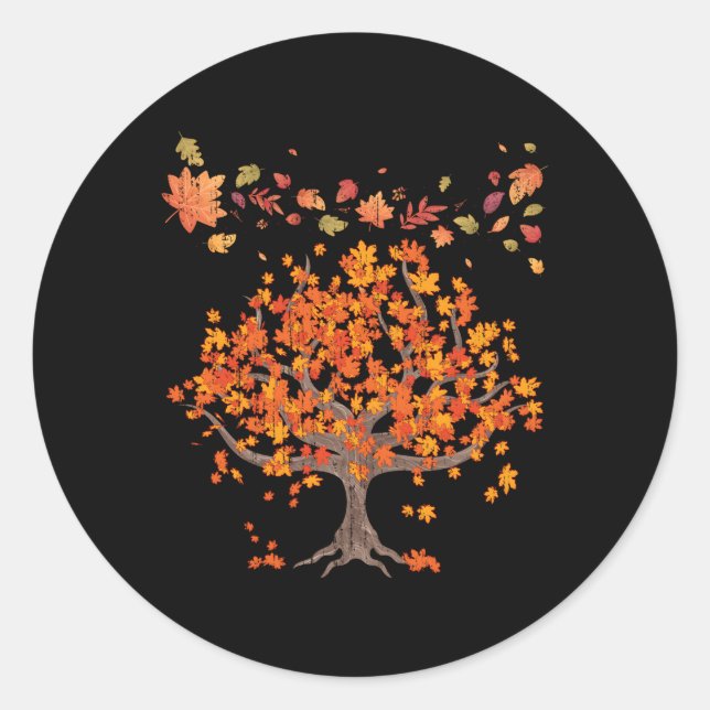 Sticker Rond Arbres forestiers Automne Feuilles Nature Automne (Devant)
