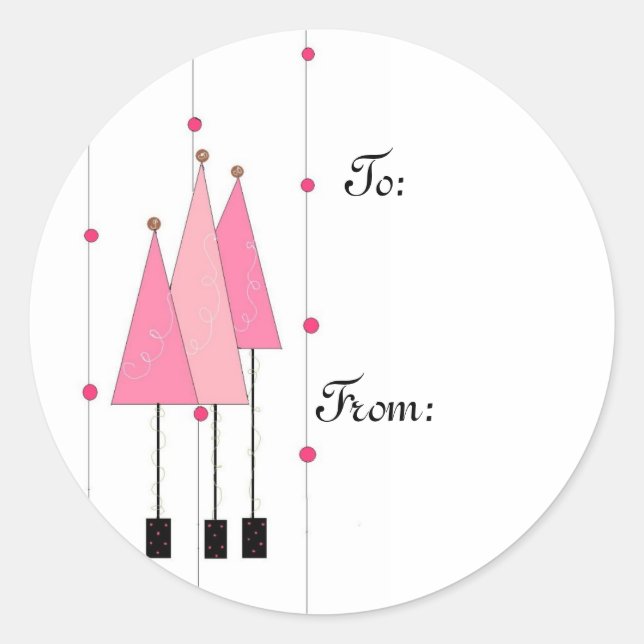 Sticker Rond Arbres lunaires roses (Devant)