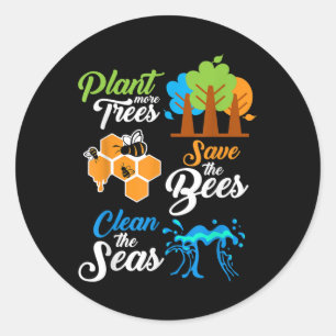 Sticker Rond Arbres plantes, Sauvez les abeilles, Mer Propres P