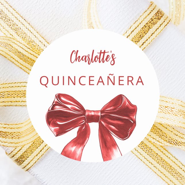 Sticker Rond Arc blanc rouge Quinceanera (Créateur téléchargé)