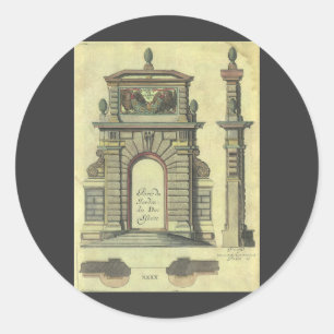 Sticker Rond Arc de porte de jardin vintage, architecture de la