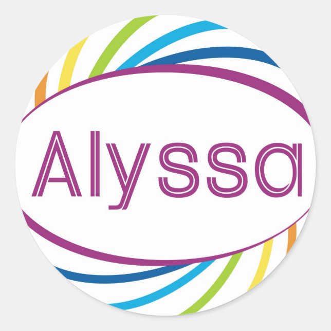 Sticker Rond Arc en arc-en-ciel cadre heureux Alyssa (Devant)