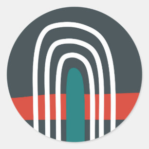Sticker Rond Arc en arc-en-ciel, design boho abstrait