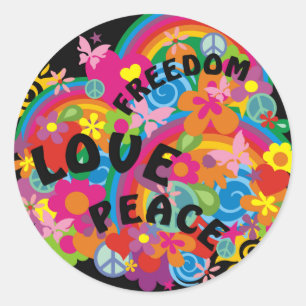 Sticker Rond Arc en arc-en-ciel   noir