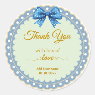 Sticker Rond Arc en bleu élégant Merci Scalloped pois