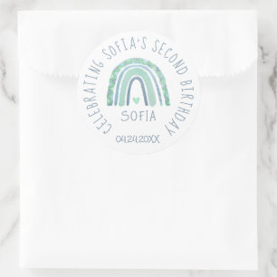 Sticker Rond Arc-en-ciel bleu et vert à la menthe