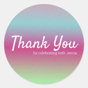 Sticker Rond Arc-en-ciel coloré Parties scintillant rose bleu