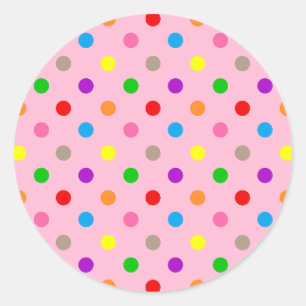 Sticker Rond Arc-en-ciel Coloré Points Pink 