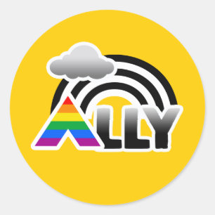 STICKER ROND ARC-EN-CIEL D'ALLIÉ - .PNG
