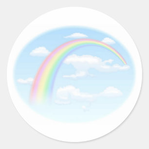 Sticker Rond Arc en ciel dans le ciel bleu