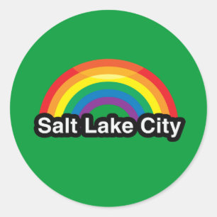 STICKER ROND ARC-EN-CIEL DE FIERTÉ DE SALT LAKE CITY LGBT
