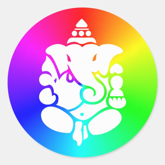 Sticker Rond Arc en ciel de Ganesha (Devant)