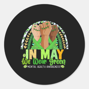 Sticker Rond Arc-En-Ciel En Mai Je Porte Le Vert Pour La Santé