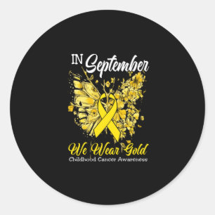 Sticker Rond Arc-en-ciel En Septembre Nous Portons Or Cancer En