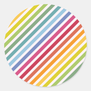 Sticker Rond Arc en ciel et rayures blanches
