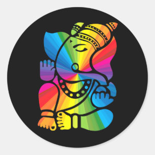 Sticker Rond Arc-en-ciel Ganesha