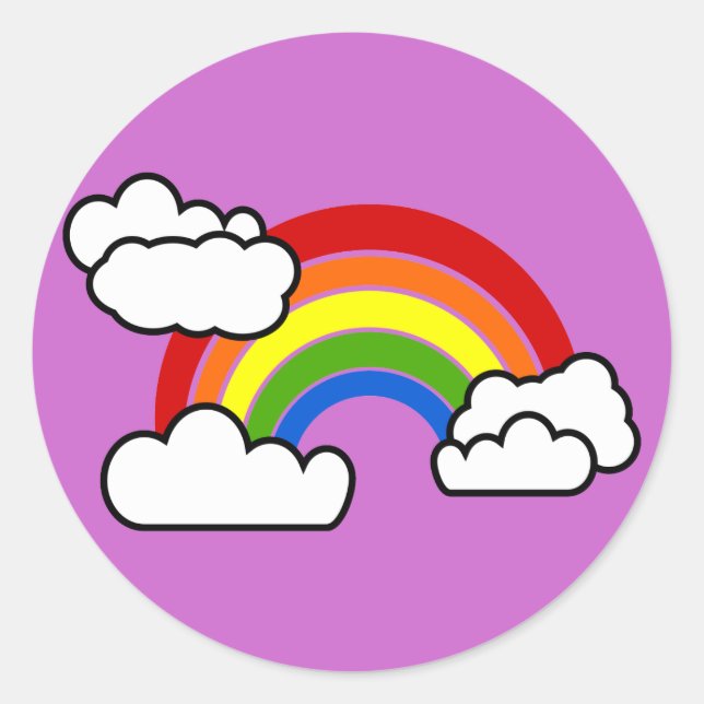 Sticker Rond Arc-en-ciel lumineux avec nuages blancs fluides (Devant)