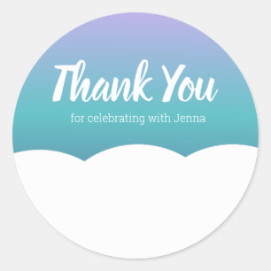 Sticker Rond Arc-en-ciel Merci nuageux coloré