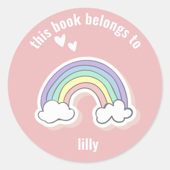 Sticker Rond Arc-en-ciel mignon - Les enfants Retour à l'école  (Devant)