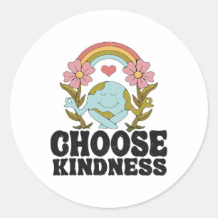 Sticker Rond Arc-en-ciel positif Hippie de paix Choisissez Kind