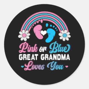 Sticker Rond Arc-en-ciel rose ou bleu Grand grand-mère vous aim