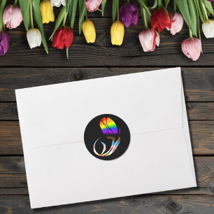 Sticker Rond Arc-en-ciel vibrant Tulipe minimaliste LGBTQ+