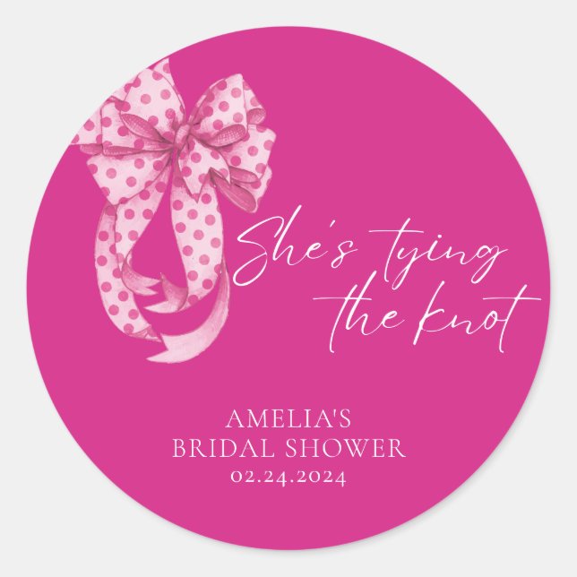 Sticker Rond Arc en rose vif Elle se marie Shower de mariage  (Devant)