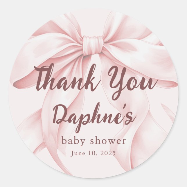 Sticker Rond Arc rose vif avec élégant baby shower de script (Devant)