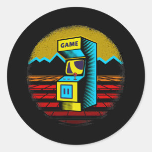 Sticker Rond Arcade Game Machine Nostalgia Retro Gamer 80s 90s