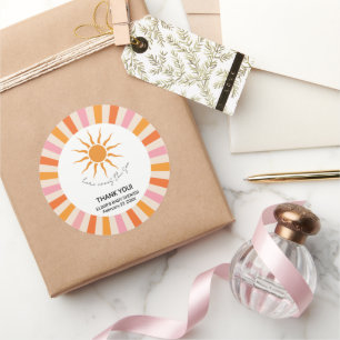 Sticker Rond Arch Retro Voici Le Baby shower Fils