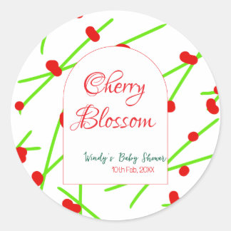 Sticker Rond Arch shape cherry blossom red green baby shower na