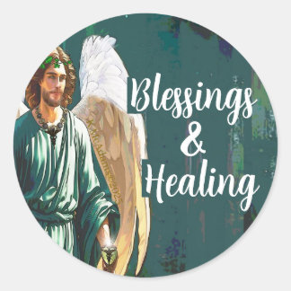 Sticker Rond Archangel Saint Raphael Blessings & Healing Angel