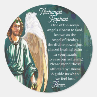 Sticker Rond Archangel Saint Raphael Healing Angel Prayer