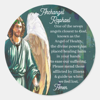 Sticker Rond Archangel Saint Raphael Healing Angel Prayer