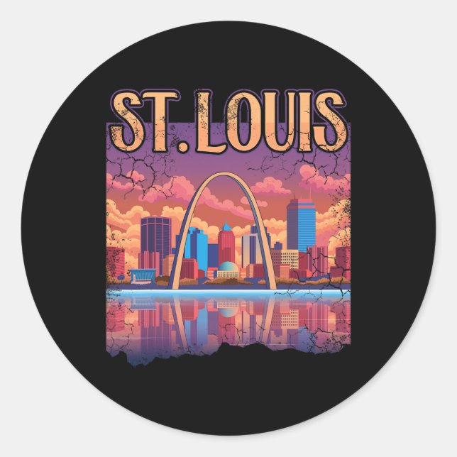 Sticker Rond Arche de St Louis Gateway Missouri Cityscape Skyli (Devant)